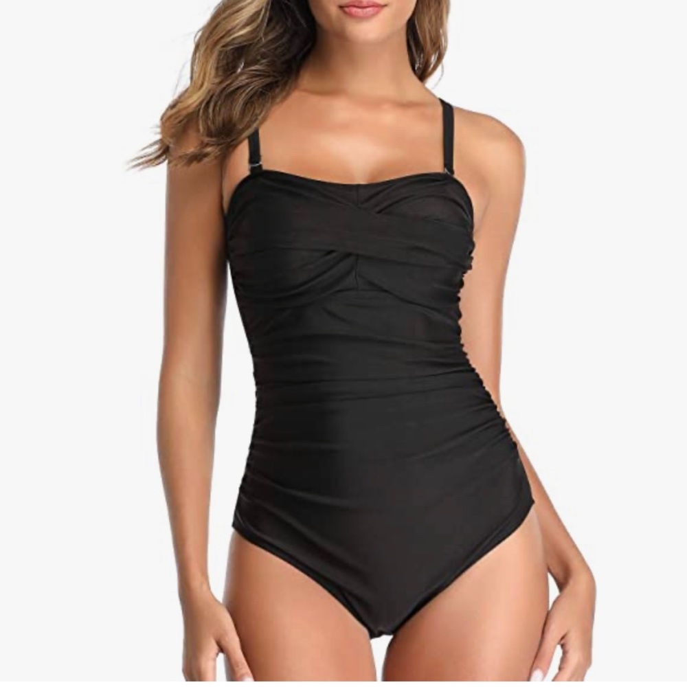 Black one-piece swim suit